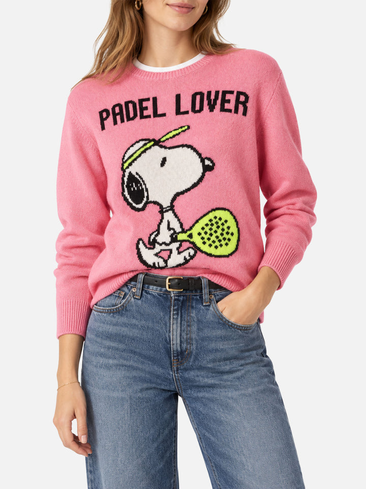 Suéter rosa New Queen con estampado Snoopy Padel Lover | Special Edition 