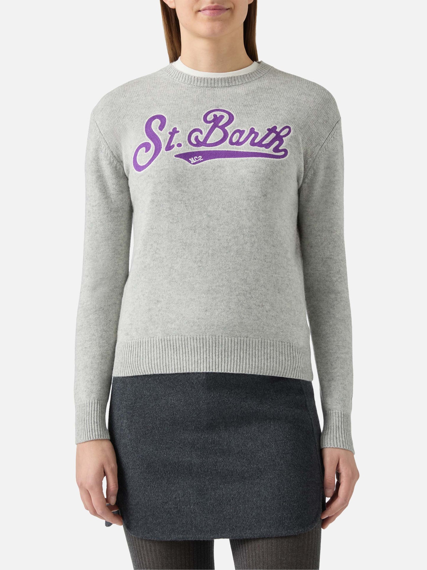 Girocollo New Queen con patch Saint Barth in spugna