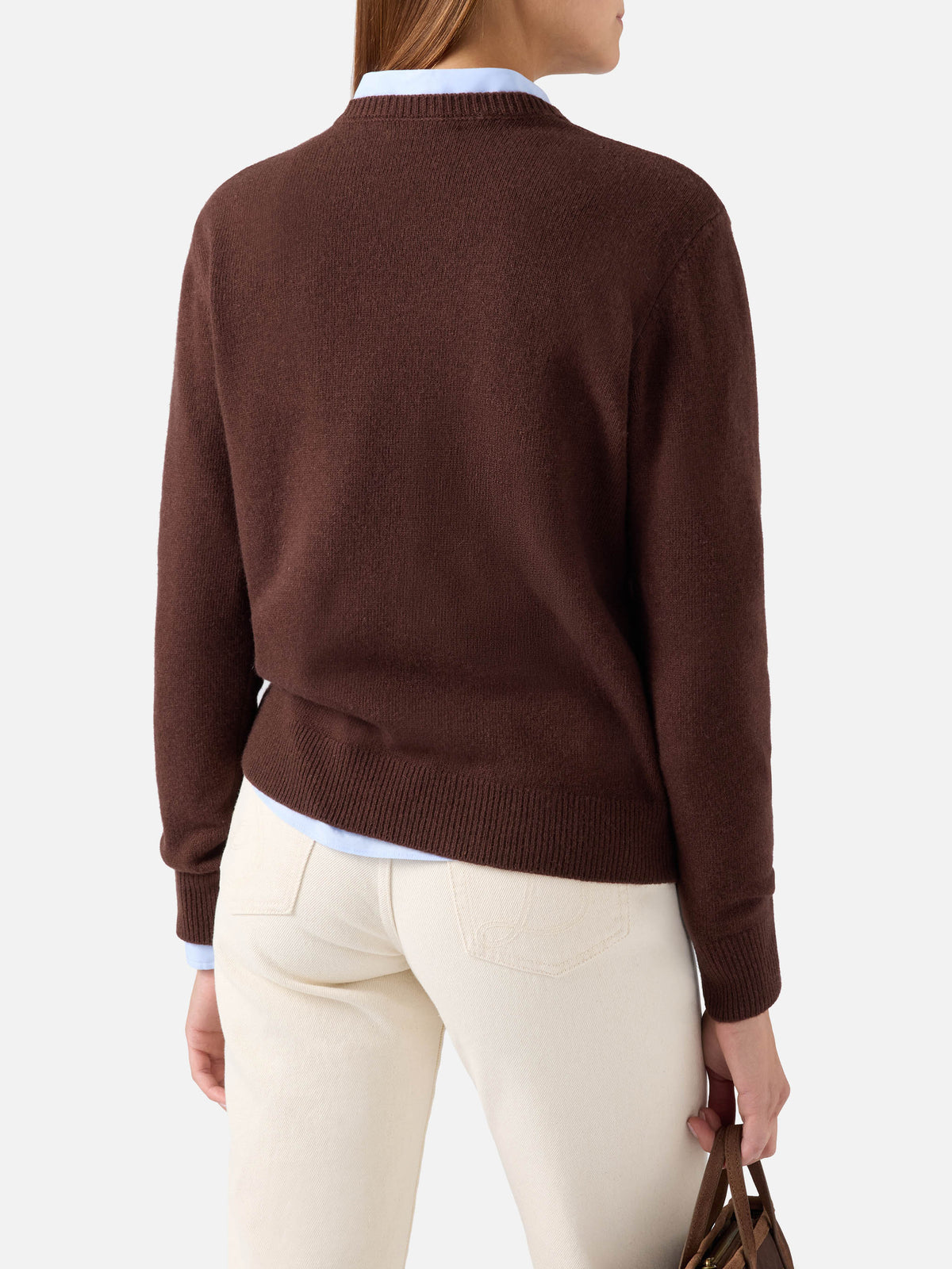 Pull col rond en maille Brown New Queen avec broderie Mi Dissocio 