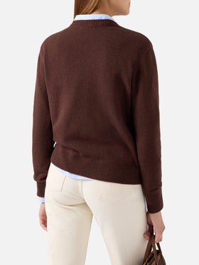 Pull col rond en maille Brown New Queen avec broderie Mi Dissocio 
