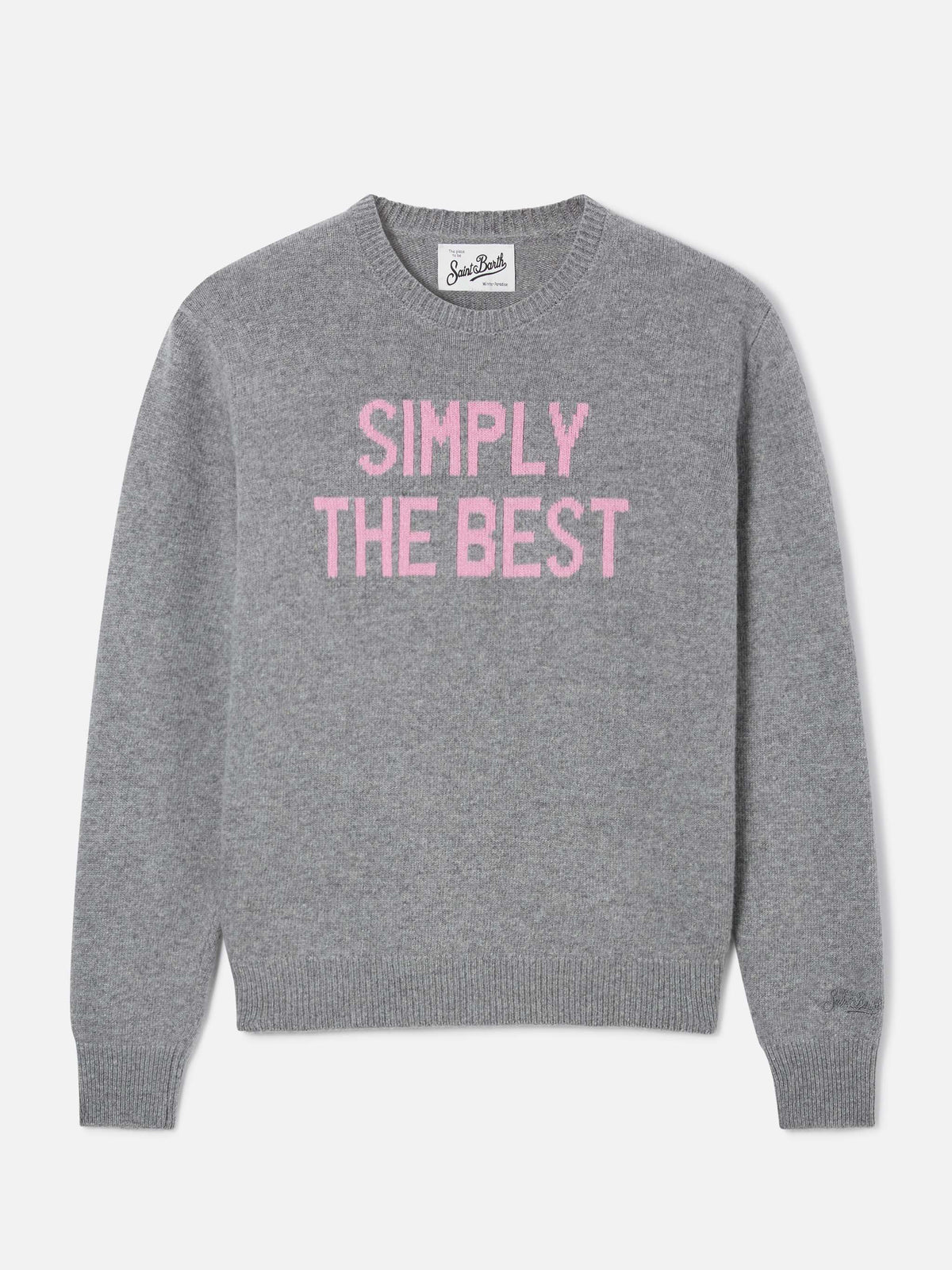 Pull en maille à col rond Grey New Queen avec broderie Simply The Best 