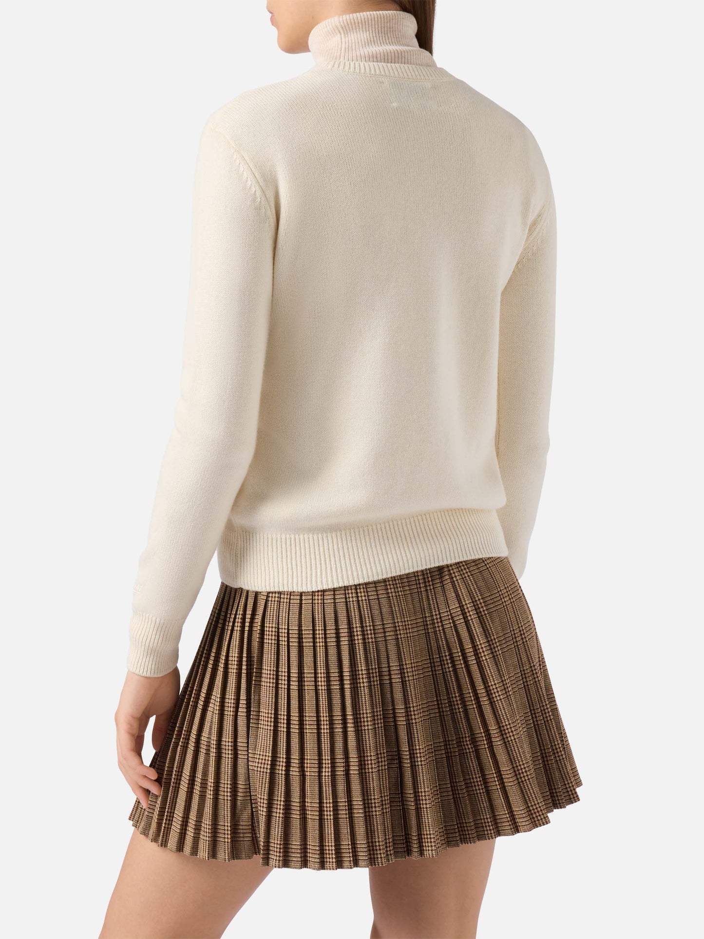 Maglione New Queen in misto cashmere bianco con ricamo Ma cherie
