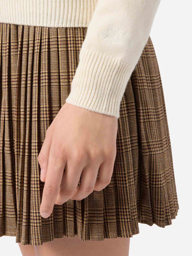 Maglione New Queen in misto cashmere bianco con ricamo Ma cherie