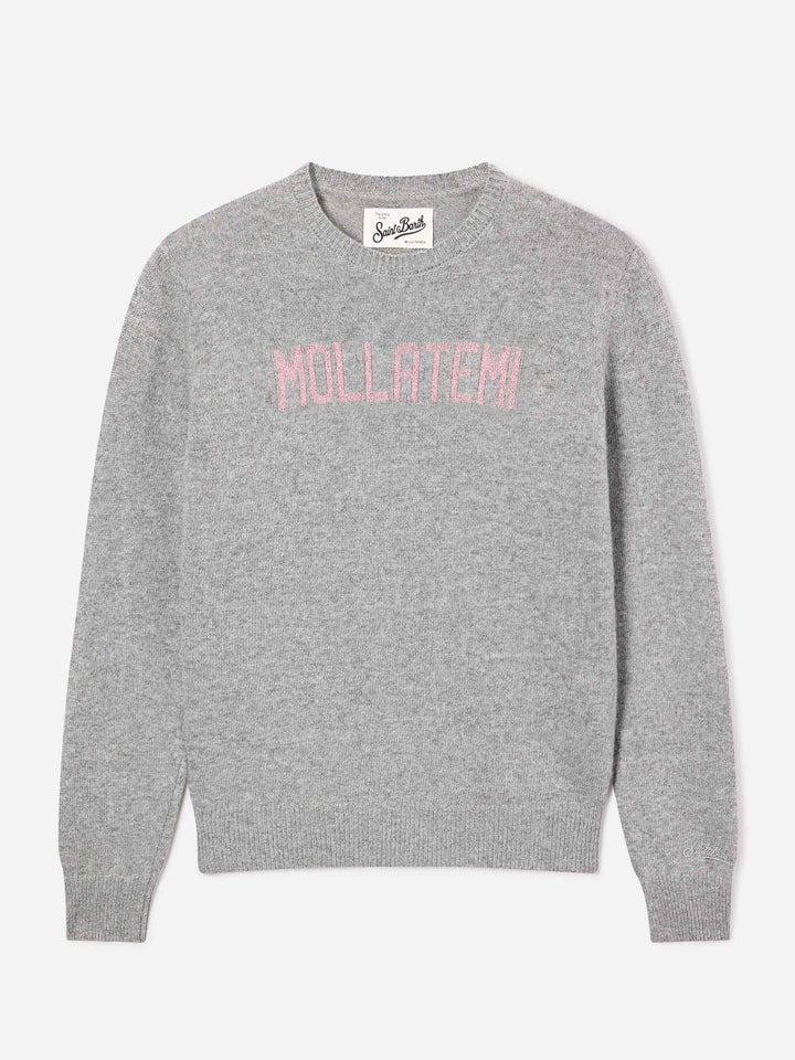 Grey New Queen crewneck knit with Mollatemi lurex embroidery