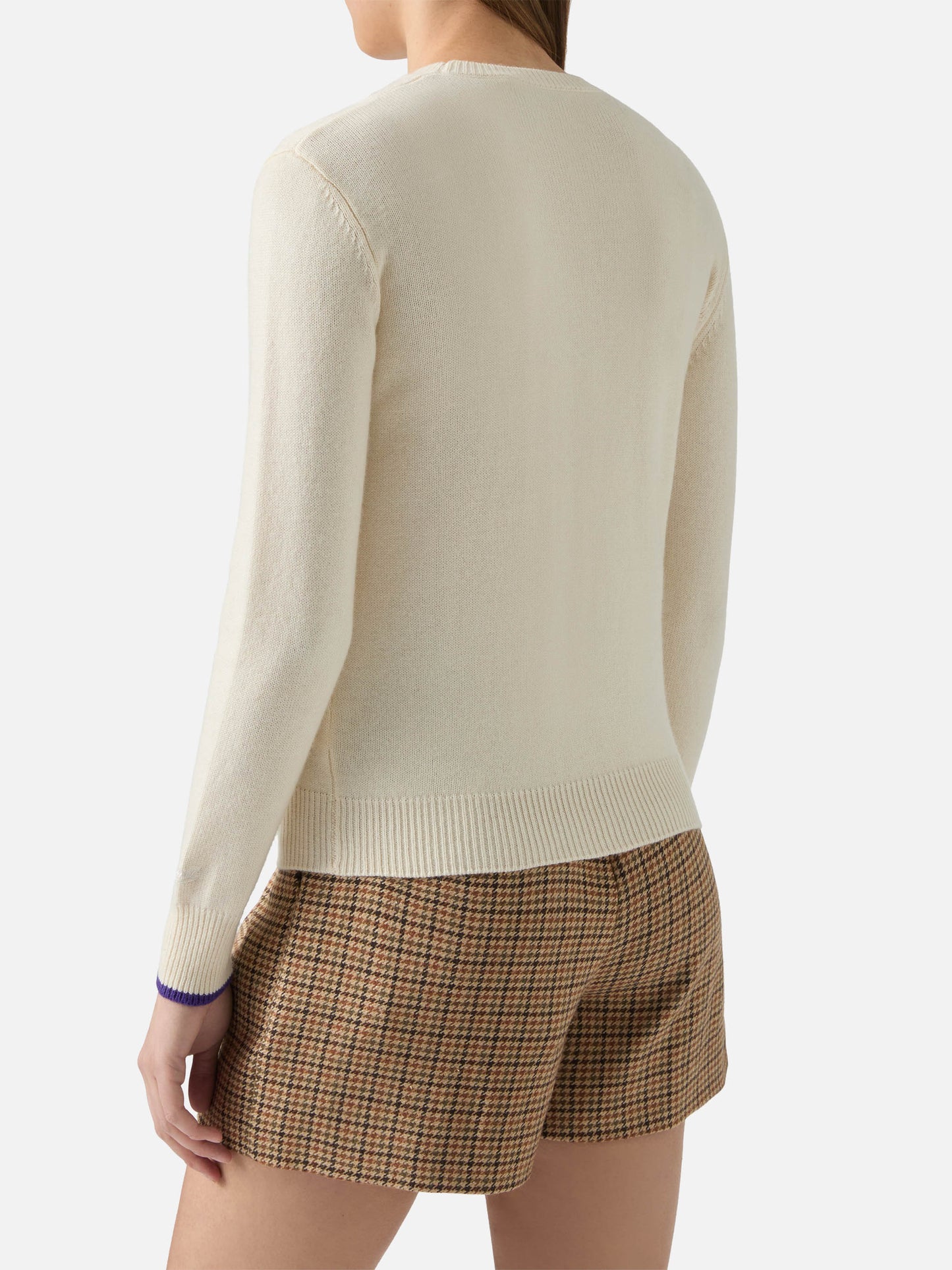 New Queen Crewneck in Weiß mit Strass- und Skipass-Strassverzierungen