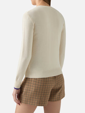 New Queen Crewneck in Weiß mit Strass- und Skipass-Strassverzierungen