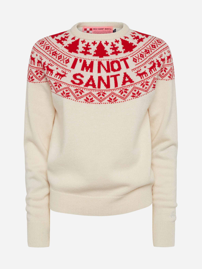 White sweater New Queen with I'm not Santa jacquard