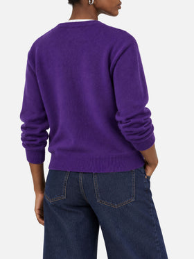 Maglione crop New Queen viola con logo