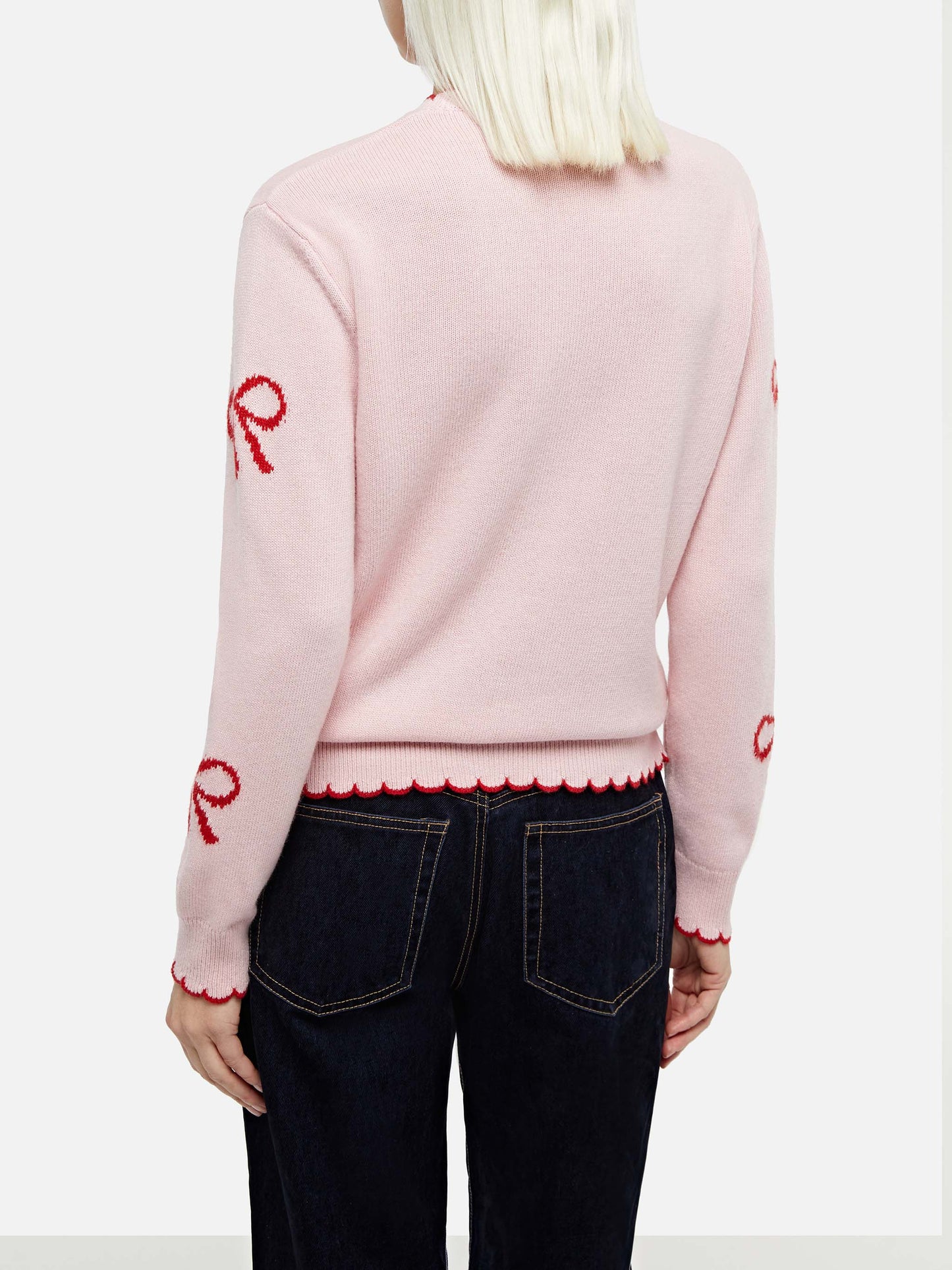 Woman pink sweater New Queen with Pretty Woman embroidery and ribbons print - MC2 Saint Barth