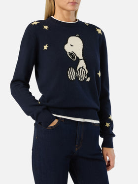 Punto de cuello redondo New Queen en azul marino blue con intarsia de Snoopy | Special edition 