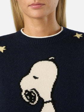 Punto de cuello redondo New Queen en azul marino blue con intarsia de Snoopy | Special edition 