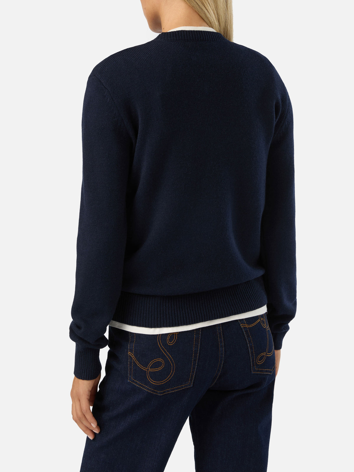 Punto de cuello redondo New Queen en azul marino blue con intarsia de Snoopy | Special edition 
