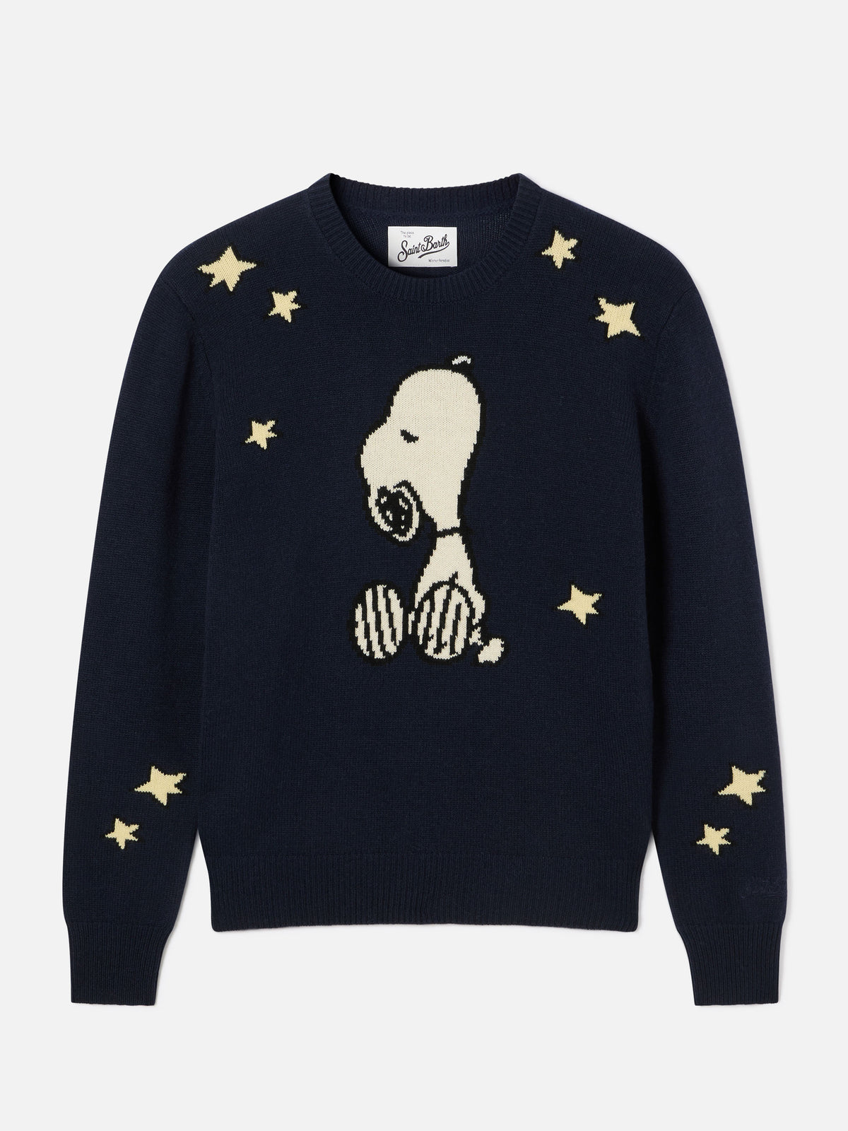 Navy blue New Queen crewneck knit with Snoopy intarsia | Special edition