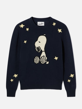 Navy blue New Queen crewneck knit with Snoopy intarsia | Special edition