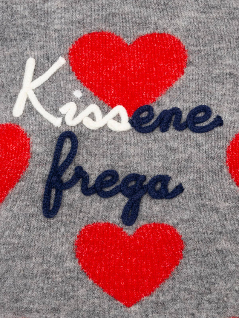 Grauer Pullover für Damen New Queen Kissene Frega Stickerei