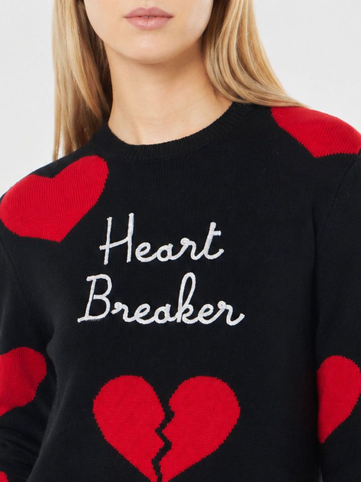 Nouveau pull noir Queen avec broderie Heart Breaker et jacquard cœur 