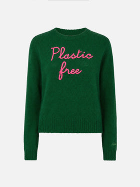 Pull cropped Green New Queen avec broderie Plastic Free 