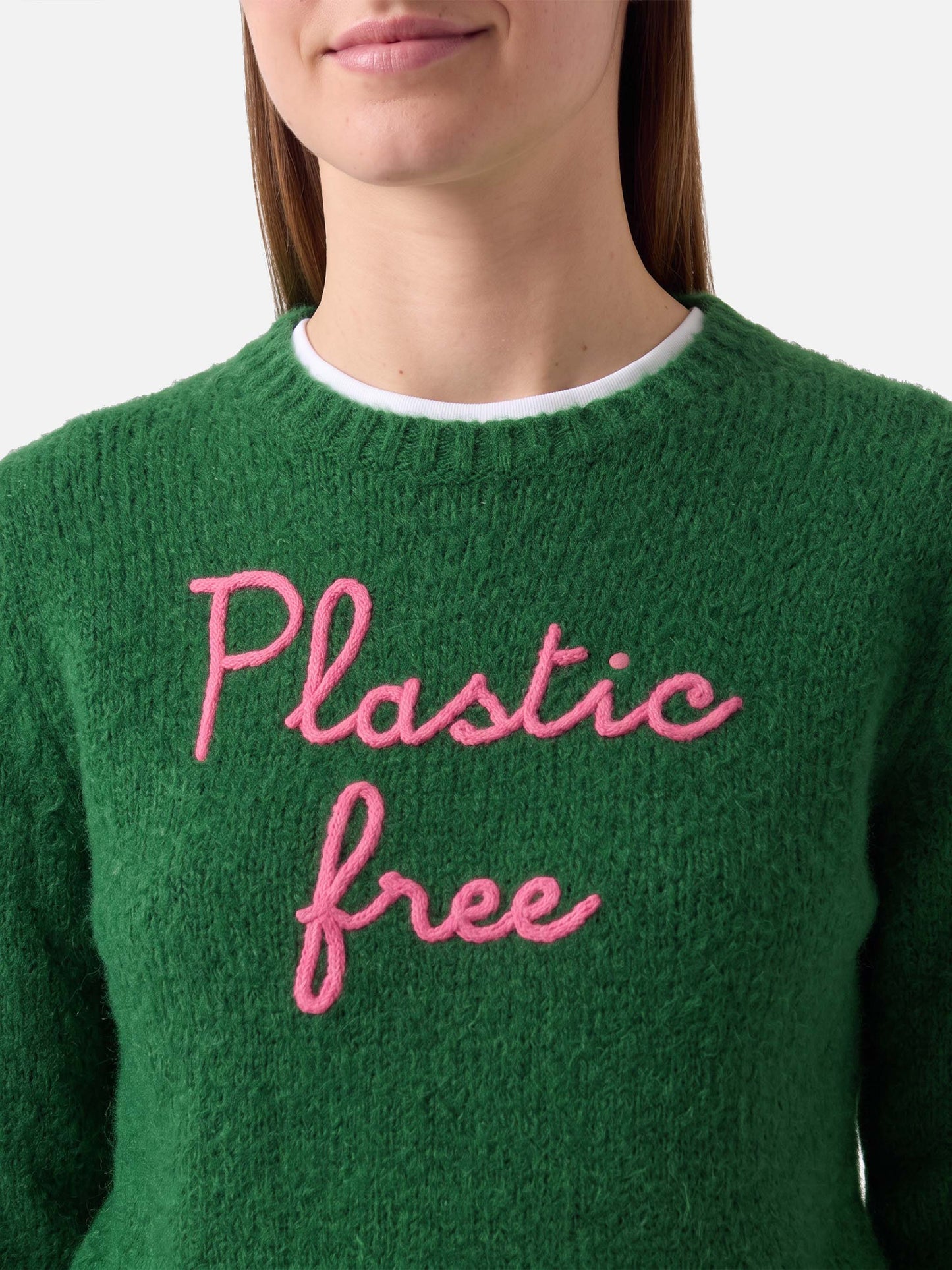 Pull cropped Green New Queen avec broderie Plastic Free 