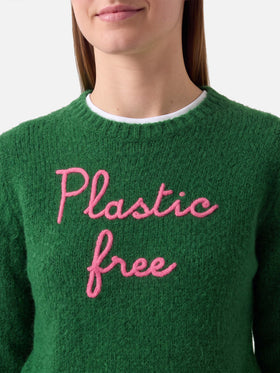 Pull cropped Green New Queen avec broderie Plastic Free 