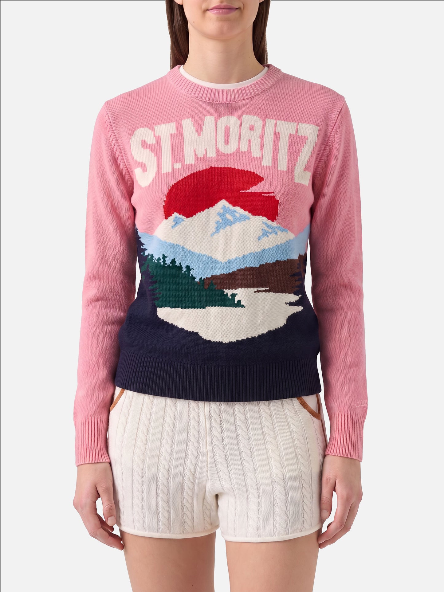 New Queen Pullover mit St. Moritz-Print 