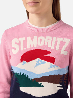 New Queen Pullover mit St. Moritz-Print 