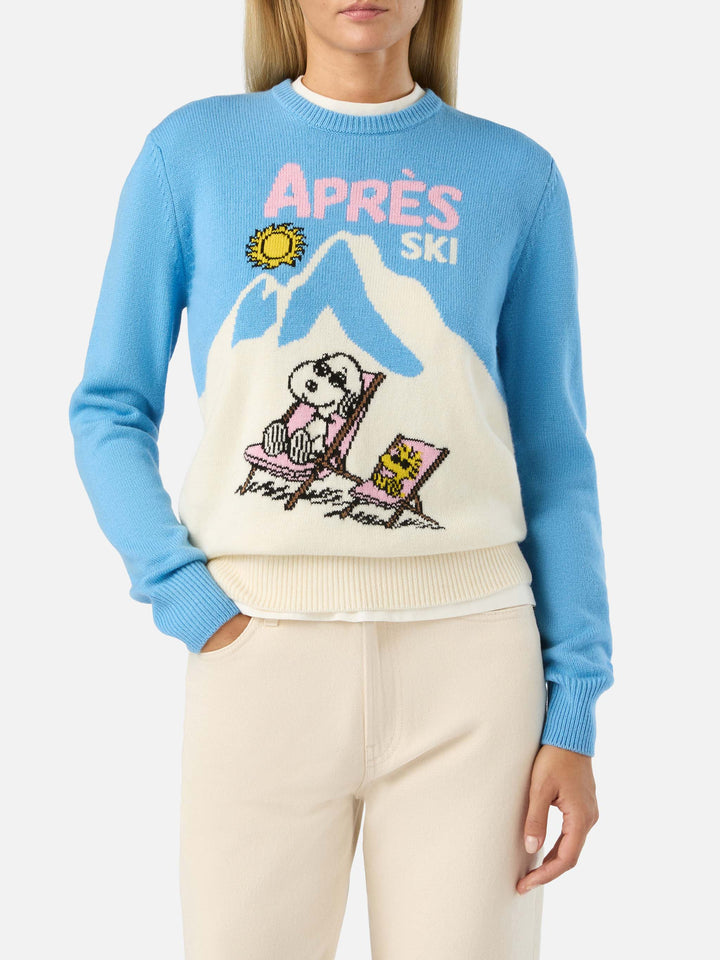 Pull ras du cou Light blue New Queen avec intarsia Snoopy | Special edition 