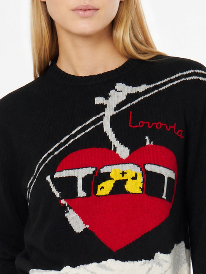Pull noir New Queen avec broderie Lovovia 