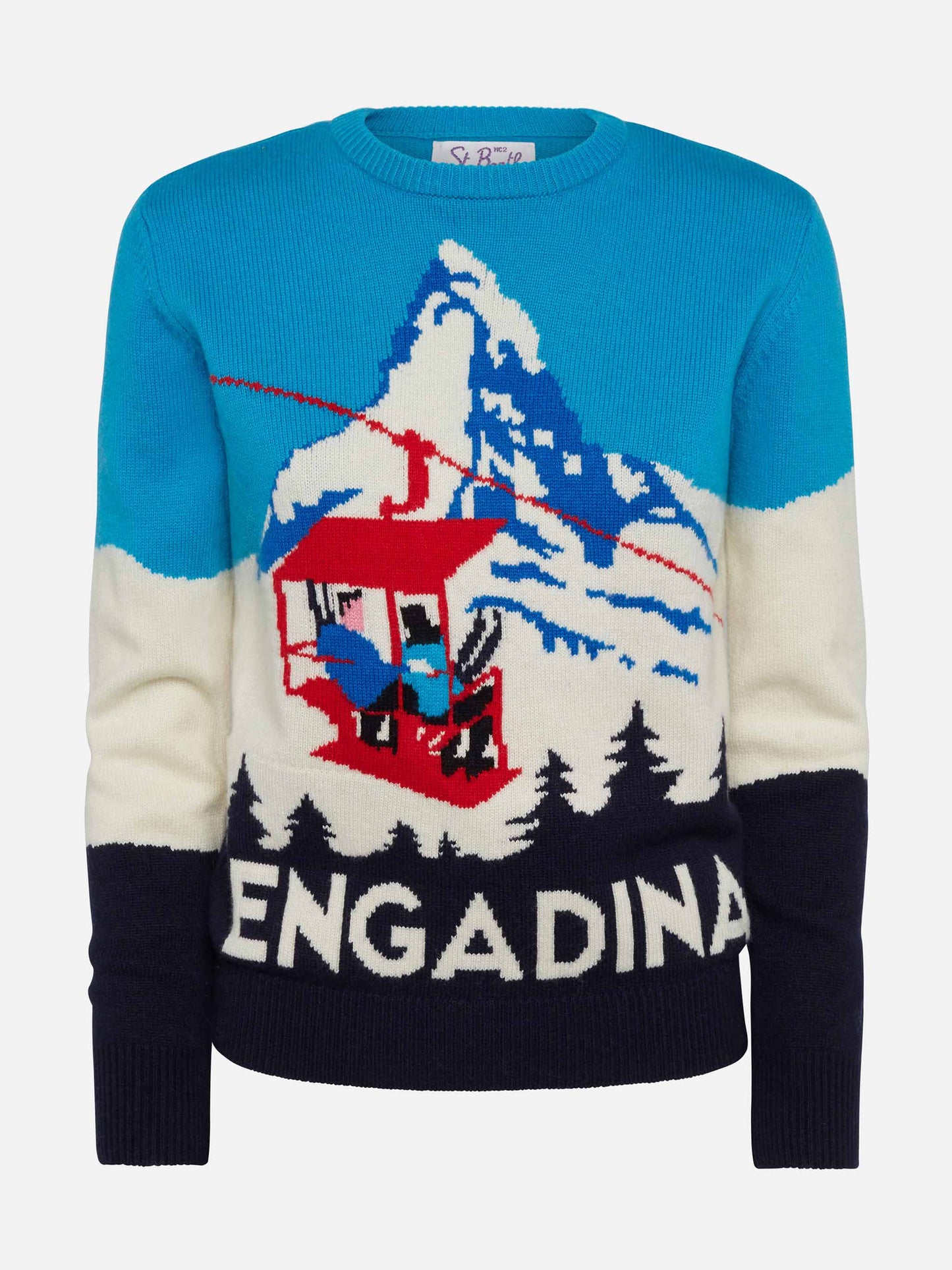 Maglione da donna Engadina stampa cartolina vintage