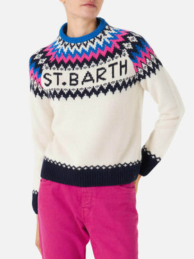 Woman crewneck nordic jacquard sweater