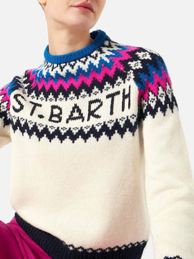 Woman crewneck nordic jacquard sweater