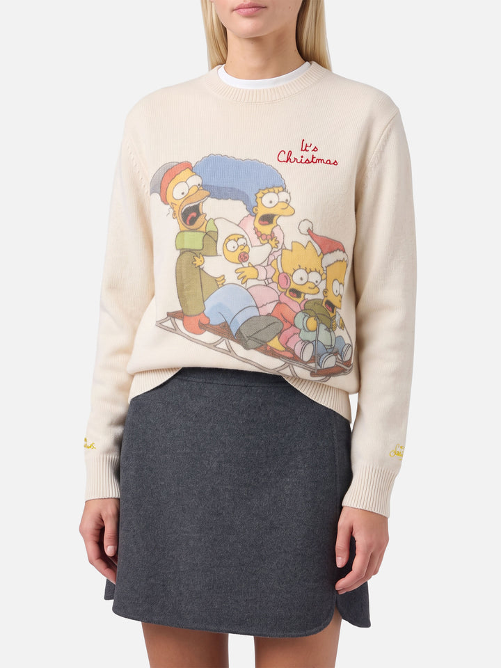 Suéter New Queen blanco con estampado Simpson | Edición Especial 