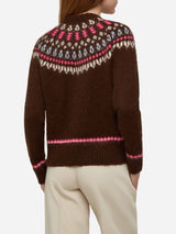 Brown sweater Queen Nordic Soft with fair isle jacquard and Sun Moritz embroidery