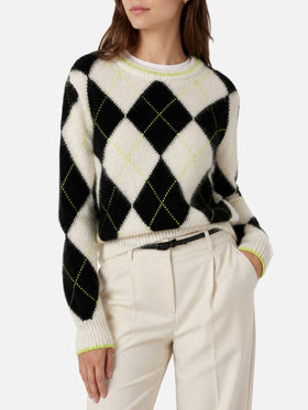 Nouveau pull cropped New Queen Soft à motif argyle 