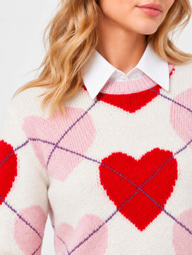 Neuer Queen Crop Soft Argyle-Heart-Pullover 