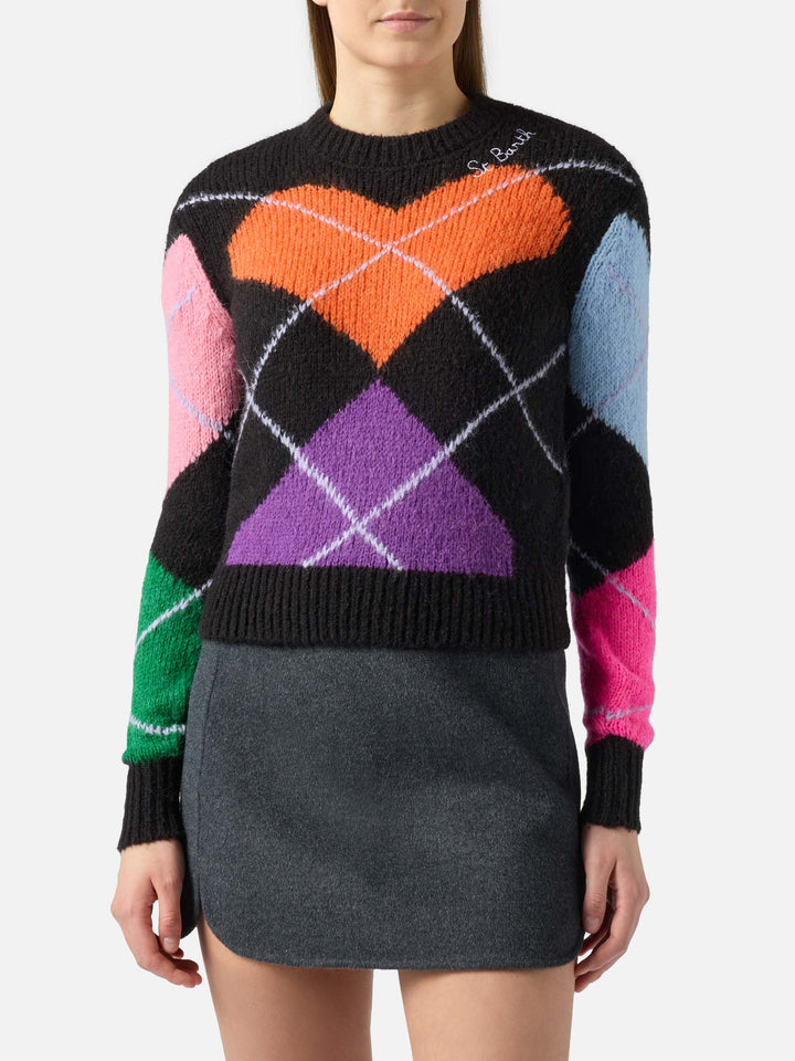 New Queen crewneck crop sweater with hearts