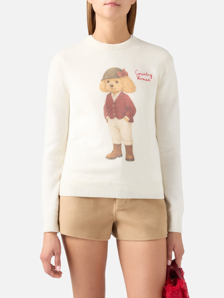 Off white New Queen crewneck knit with Country Woman print