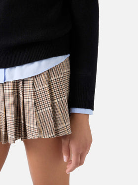 Pull noir New Queen à col rond en mélange de laine et de cachemire avec broderie O La Borsa O La Vita 