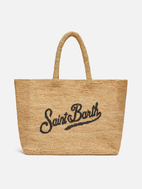 Beige Raffia Beach bag with cotton pouch