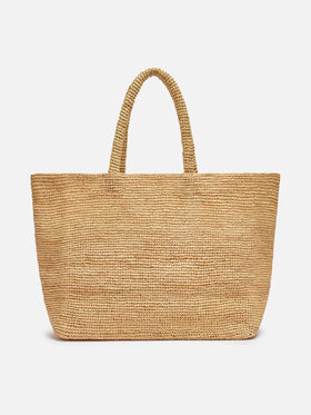 Beige Raffia Beach bag with cotton pouch