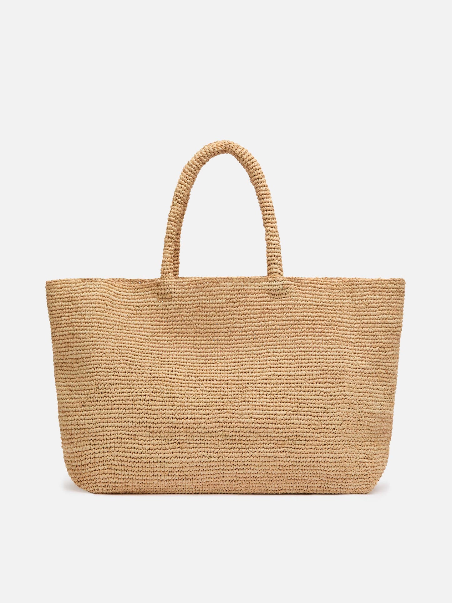 Beige Raffia Beach bag with cotton pouch and St. Tropez embroidery