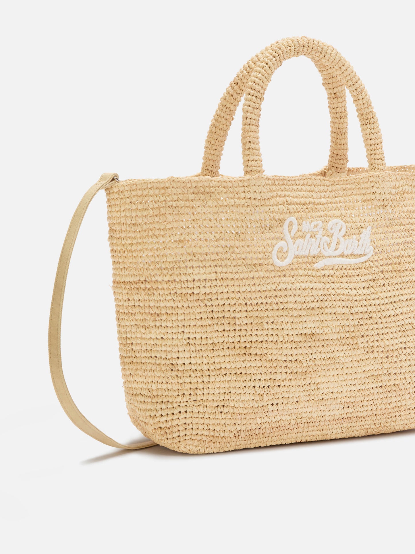 Medium Beach raffia bag with embroidered logo
