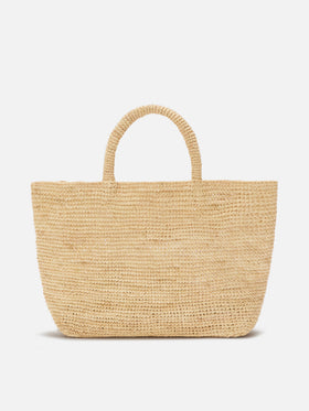 Medium Beach raffia bag with embroidered logo
