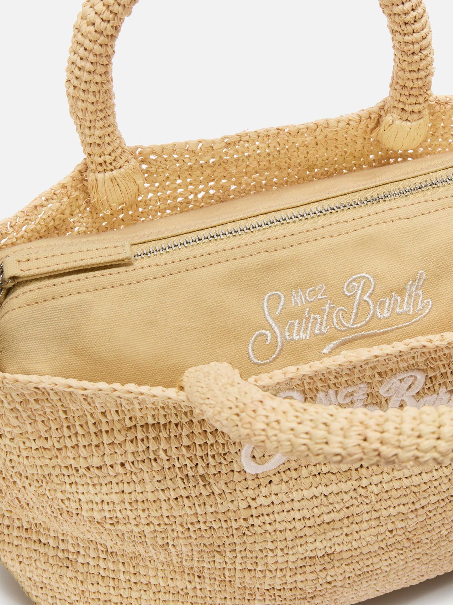 Medium Beach raffia bag with embroidered logo