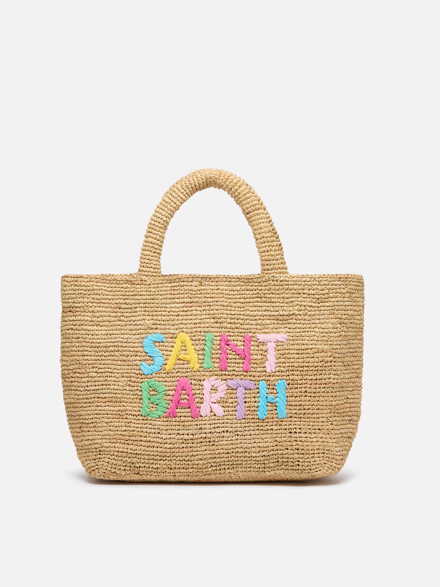 Rafia Mid Beach Bag beige con pochette interna in cotone