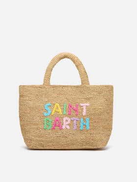 Rafia Mid Beach Bag beige con pochette interna in cotone