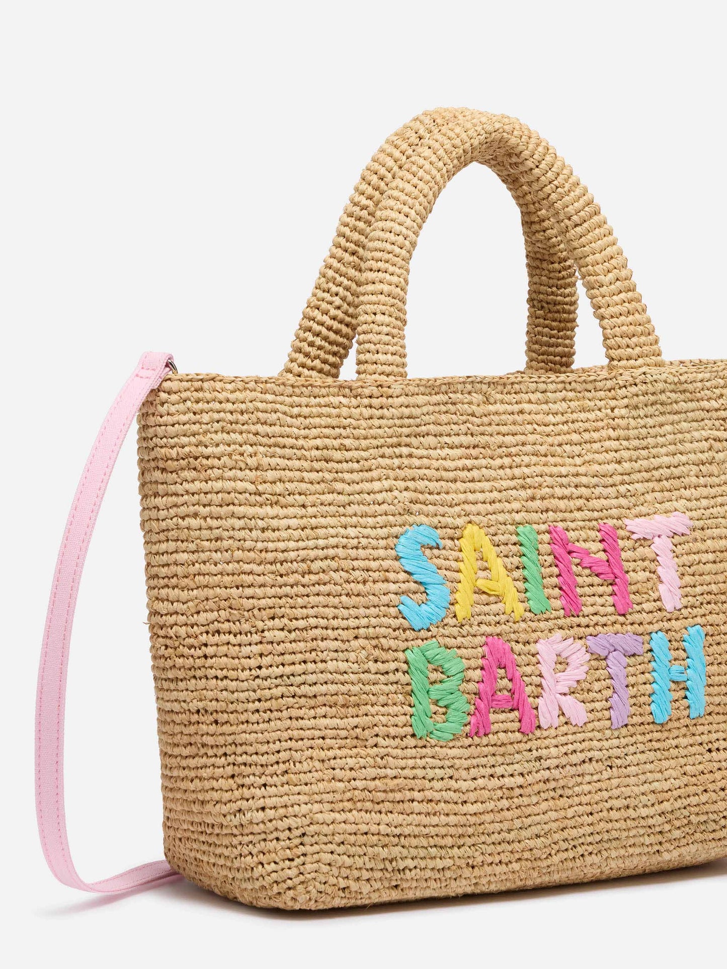 Rafia Mid Beach Bag beige con pochette interna in cotone