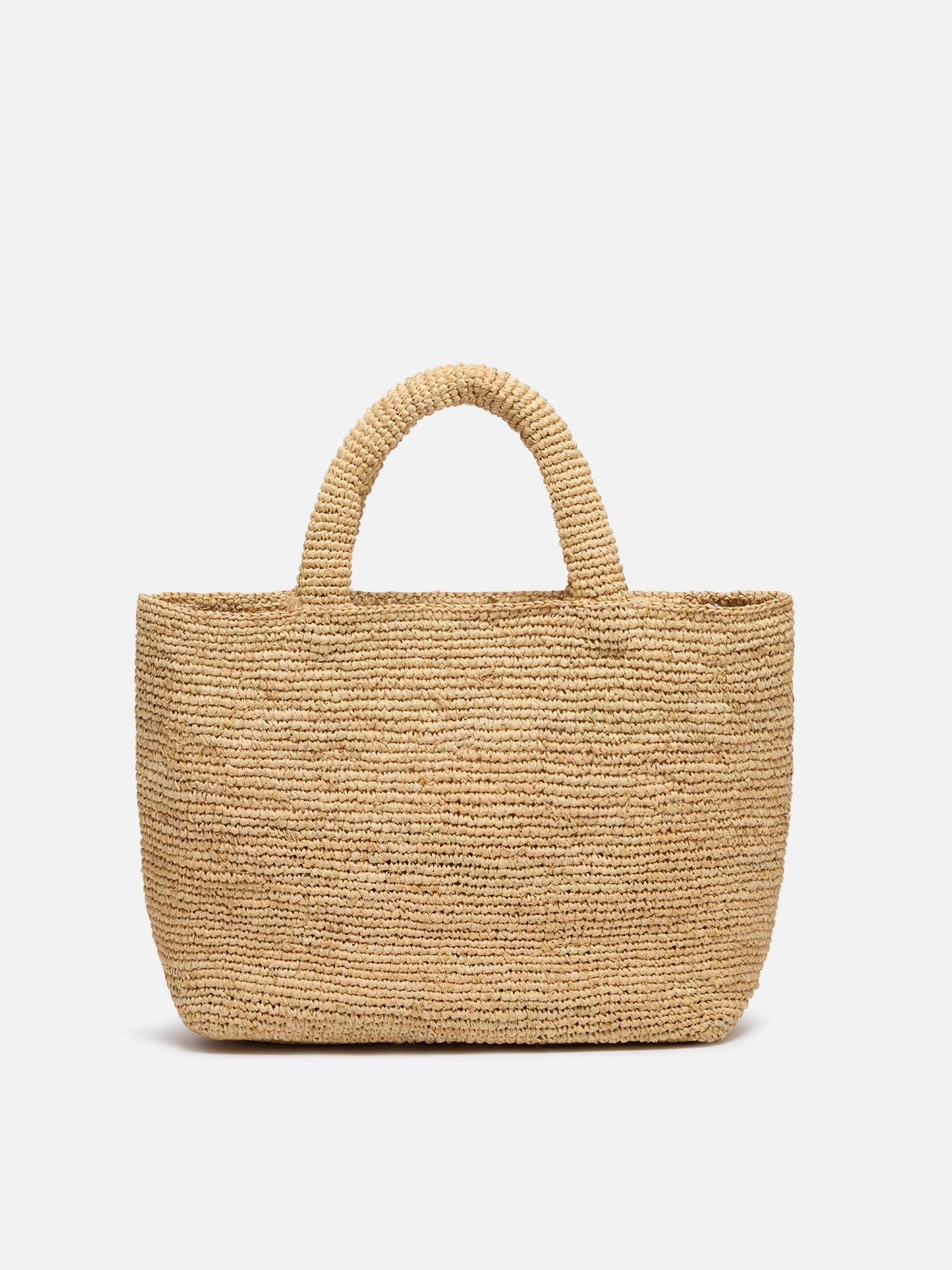 Rafia Mid Beach Bag beige con pochette interna in cotone