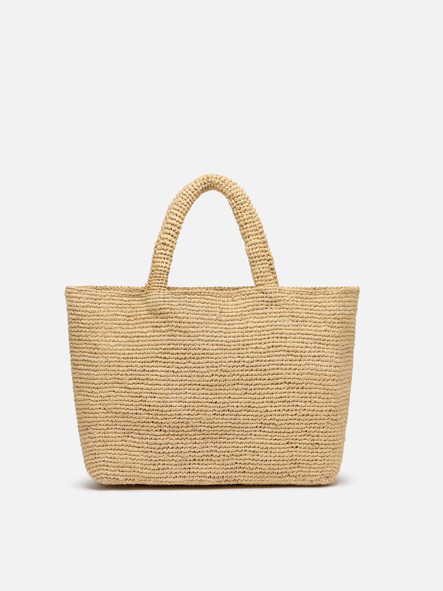 Beige Raffia Mid Beach Bag with cotton pouch