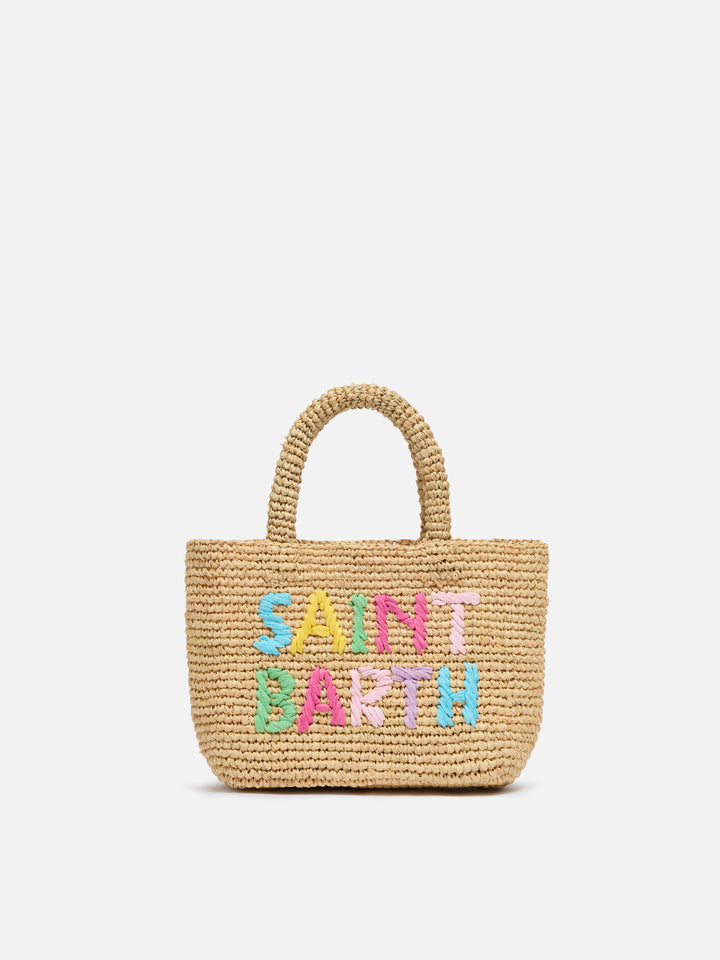 Beige Raffia Mini Beach Bag with cotton pouch