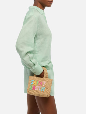 Beige Raffia Mini Beach Bag with cotton pouch